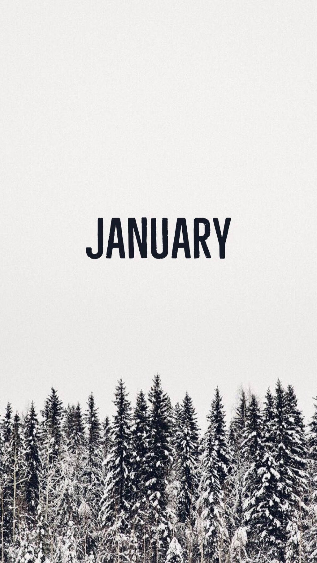January With Monochromatic Trees Background