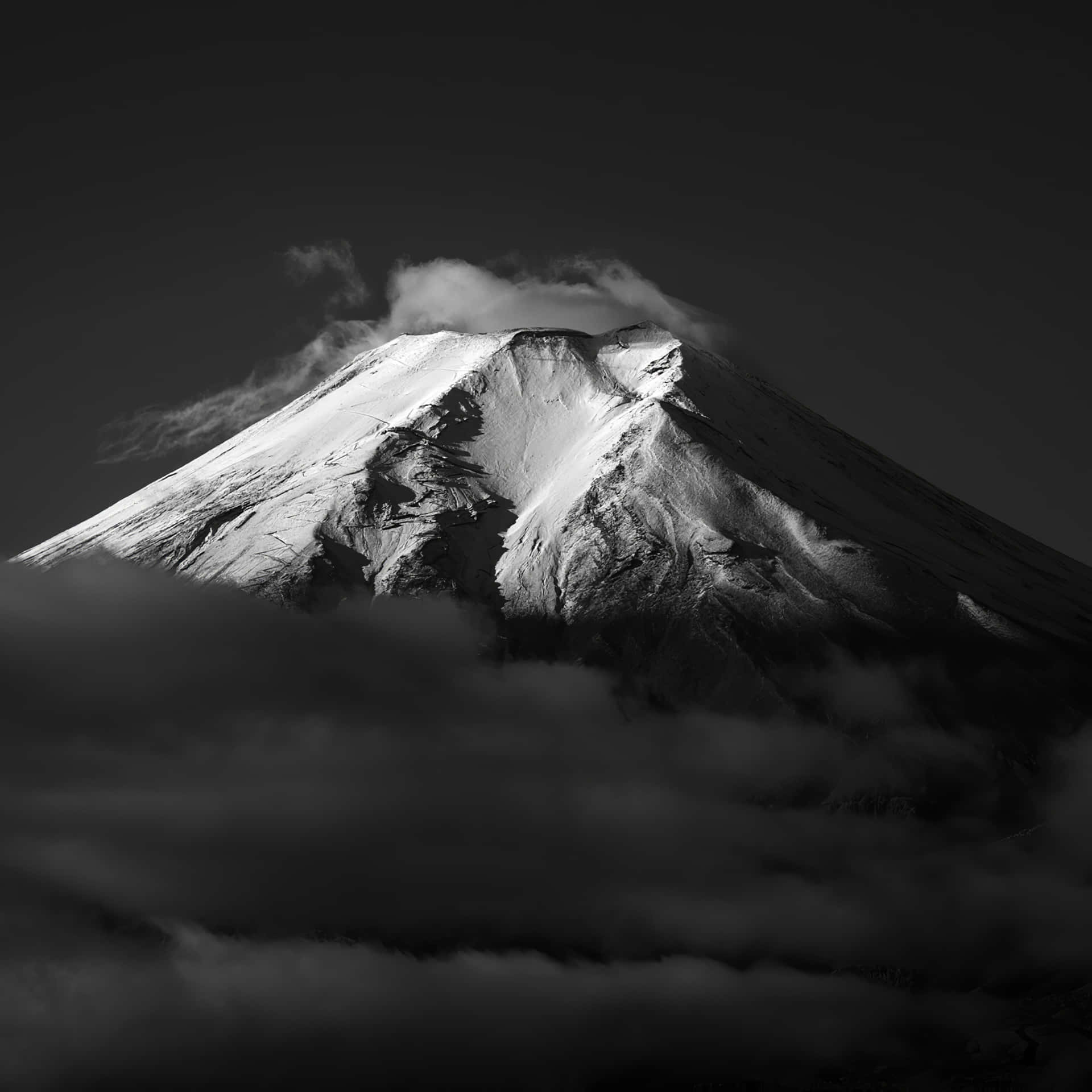 Japan Black And White Mount Fuji Background