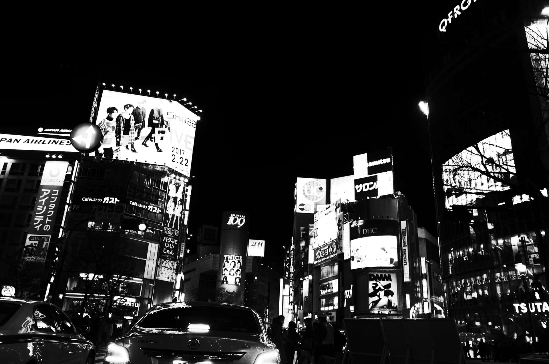 Japan Black And White Shibuya Background