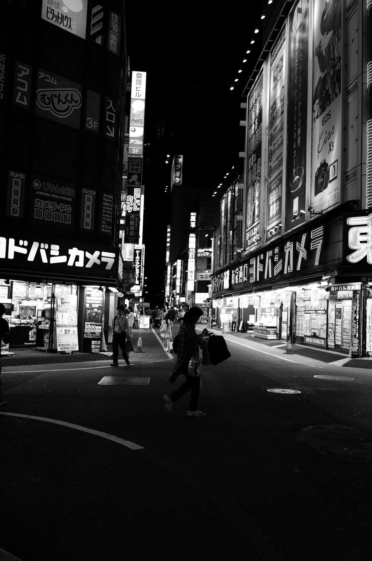 Japan Black And White Yodobashi Camera Background