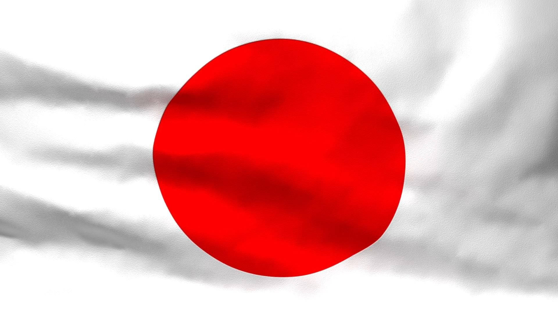Japan Flag On Crumpled Paper Background