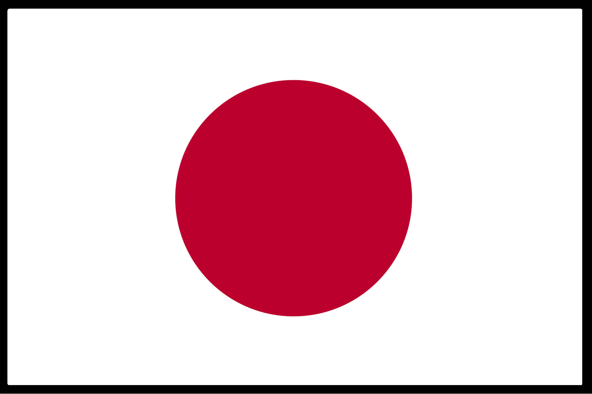 Japan Flag With Black Outline Background