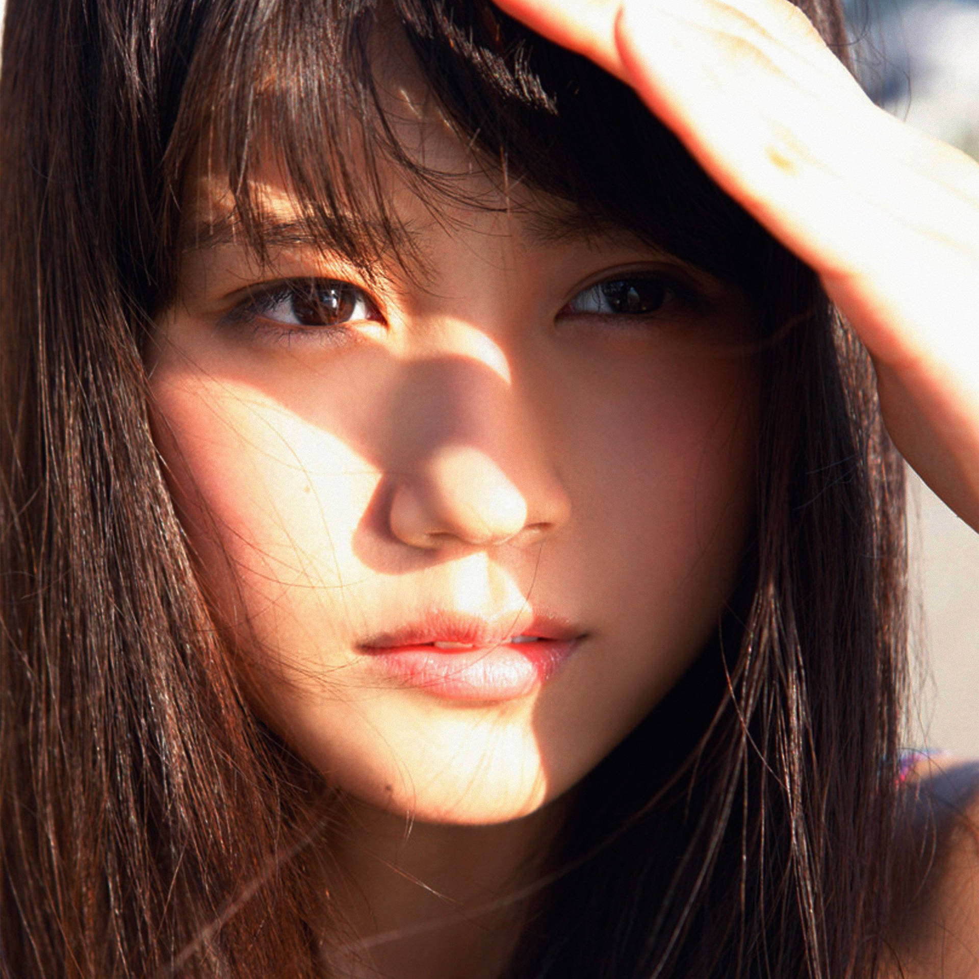Japan Girl Sun-kissed Face Portrait Background