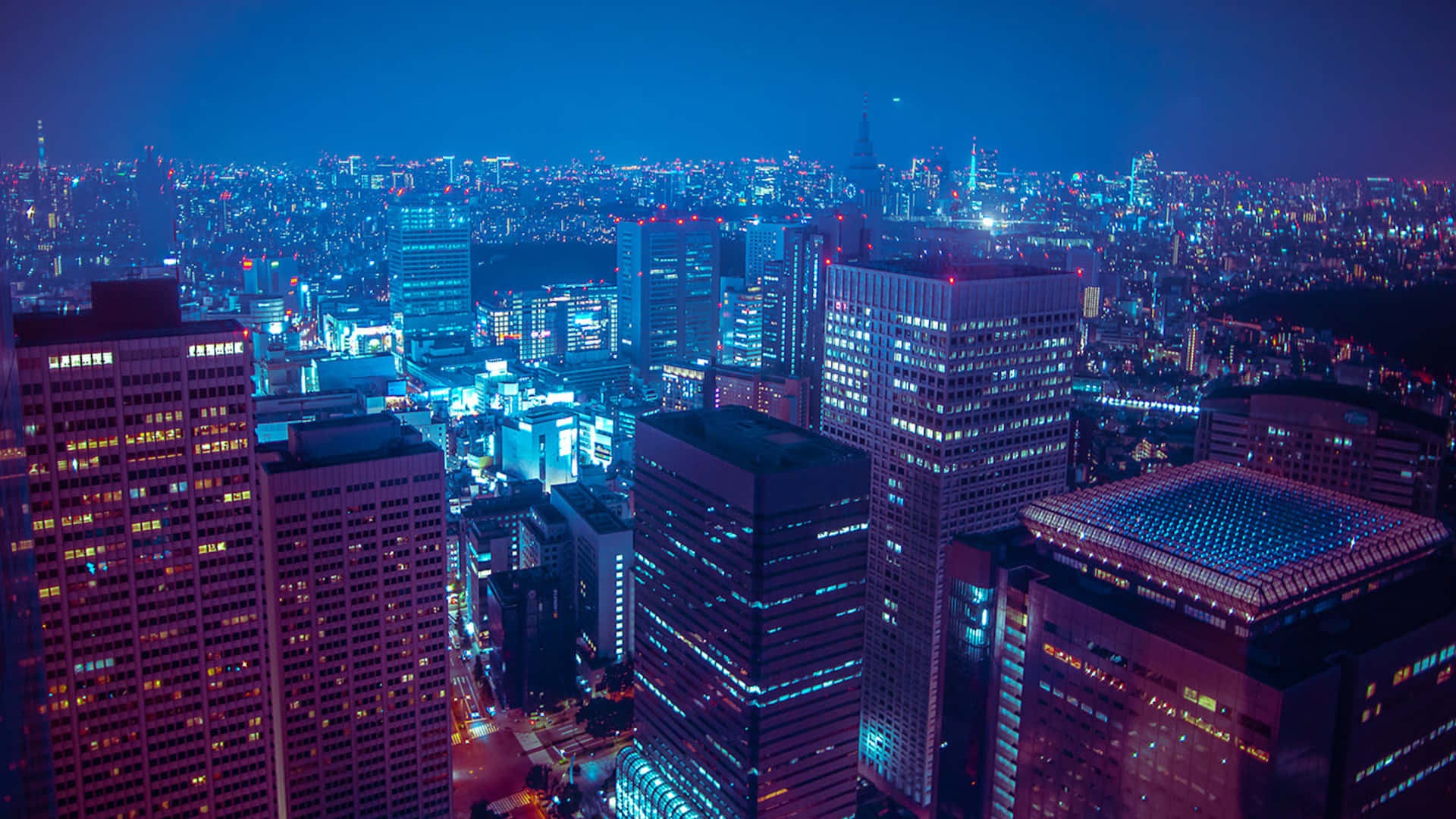 Japanese Aesthetic City Art Desktop Background