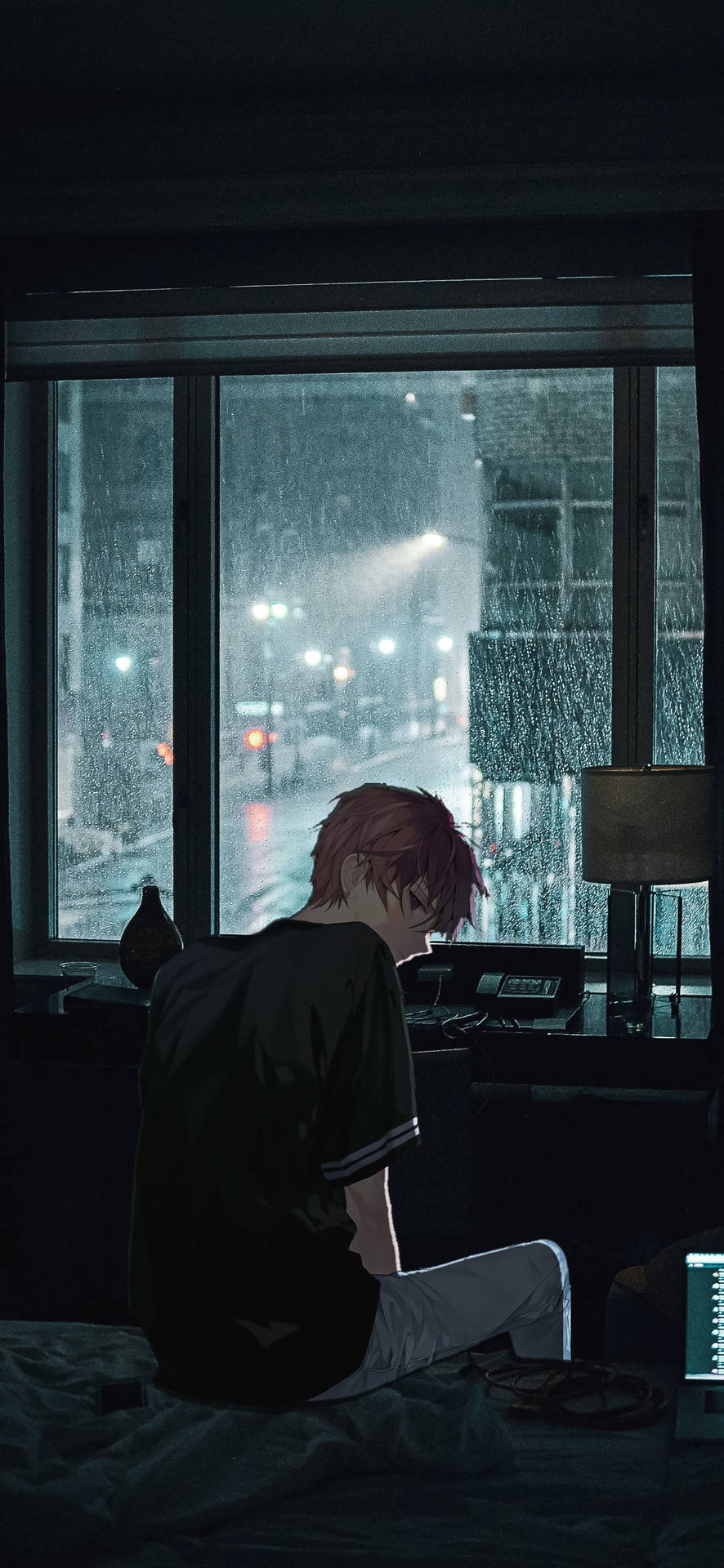 Japanese Aesthetic Iphone Rainy Dark Room Boy Background