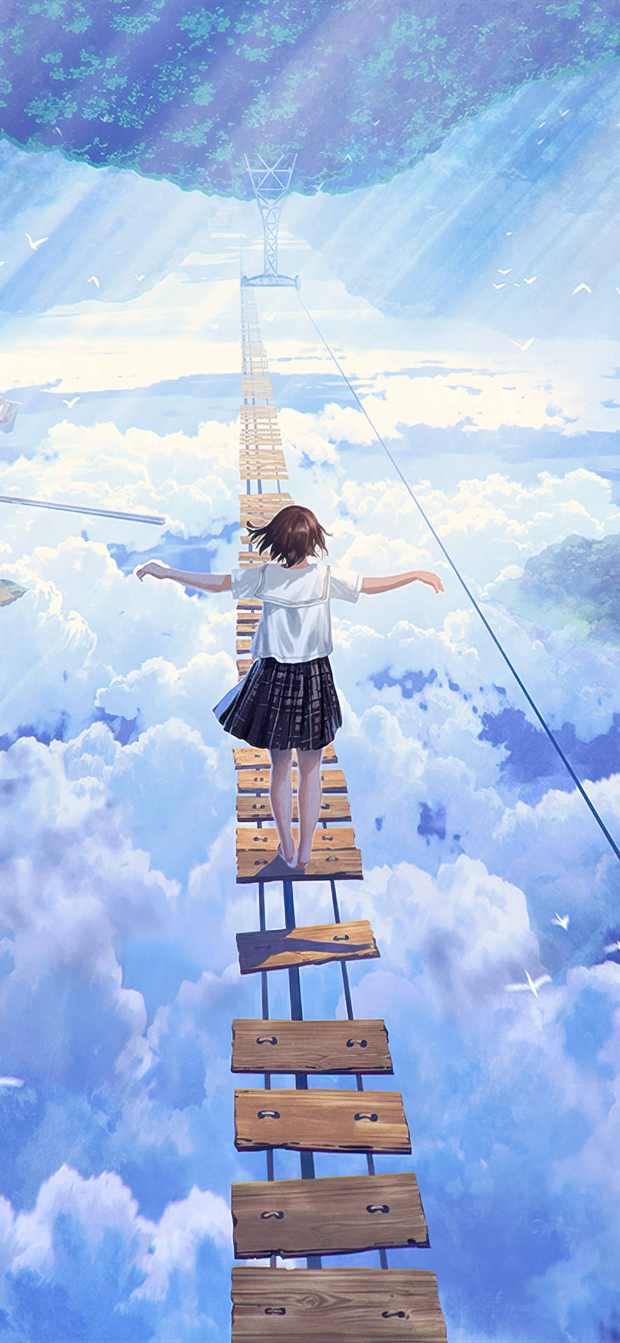 Japanese Aesthetic Iphone Schoolgirl On Clouds