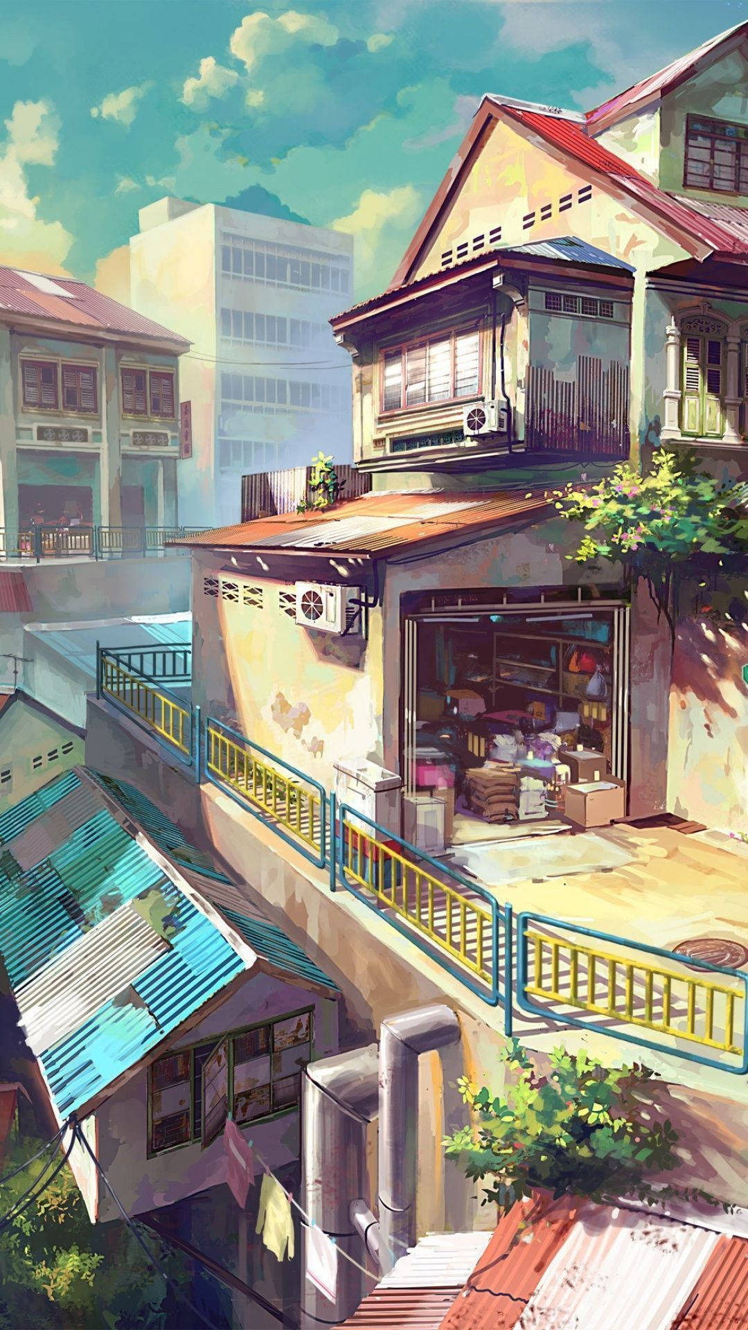 Japanese Anime City Theme Presentation Background
