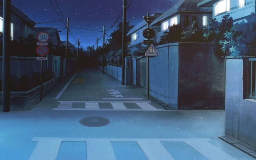 Japanese Anime Dark Street Night Background