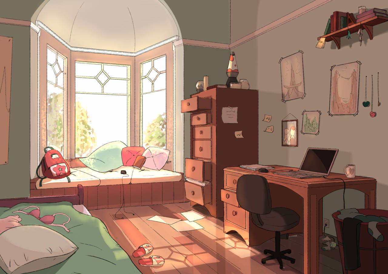 Japanese Anime Shiny Artist Bedroom Background