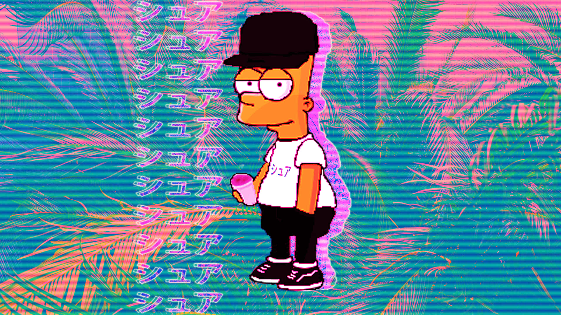 Japanese Bart Simpson Aesthetic Background