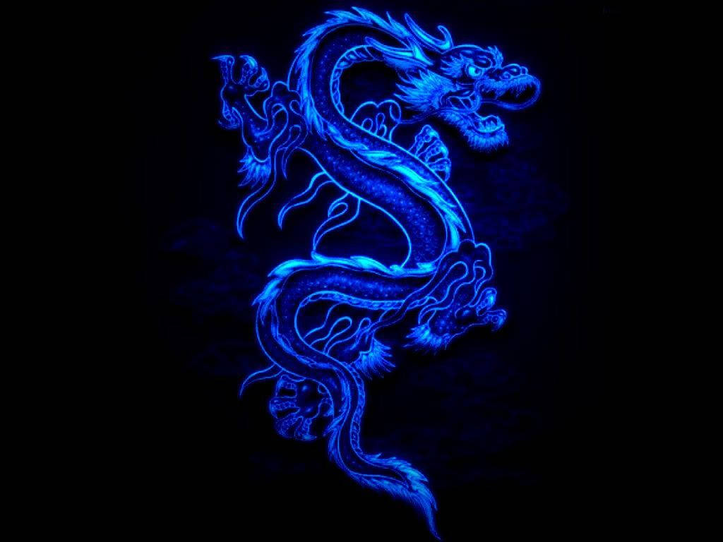 Japanese Dragon Art Glowing Blue Dragon Background