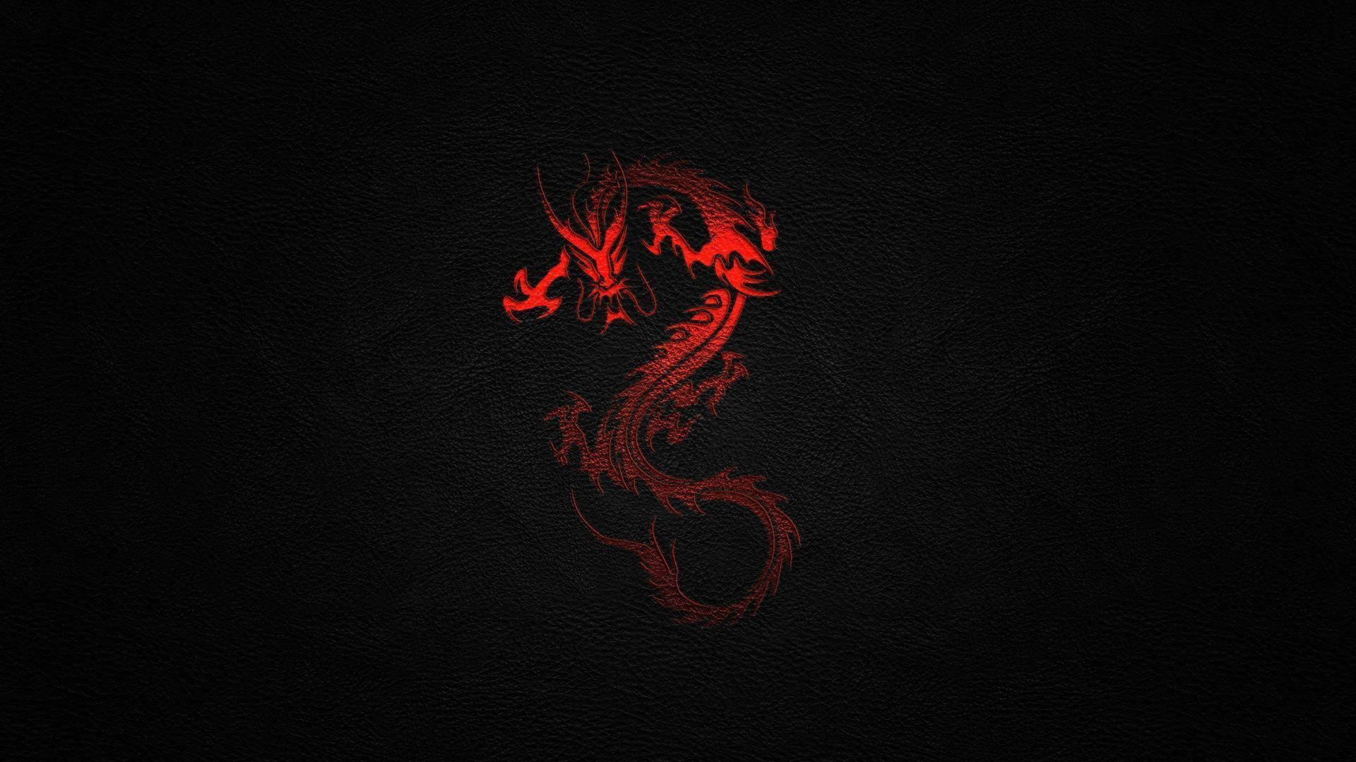 Japanese Dragon Art On Black Leather Background