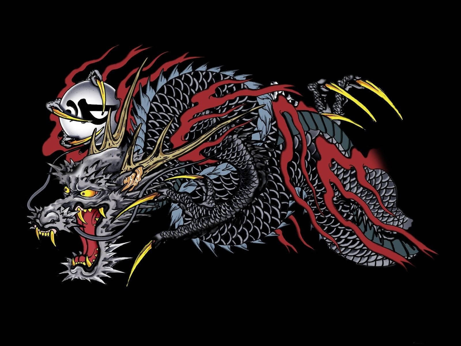 Japanese Dragon Art With Sharp Claws Background
