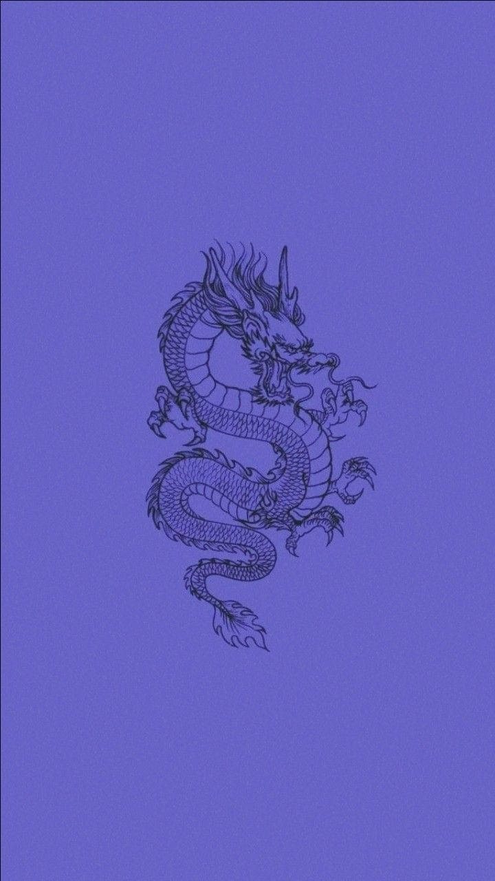 Japanese Dragon In Purple Background