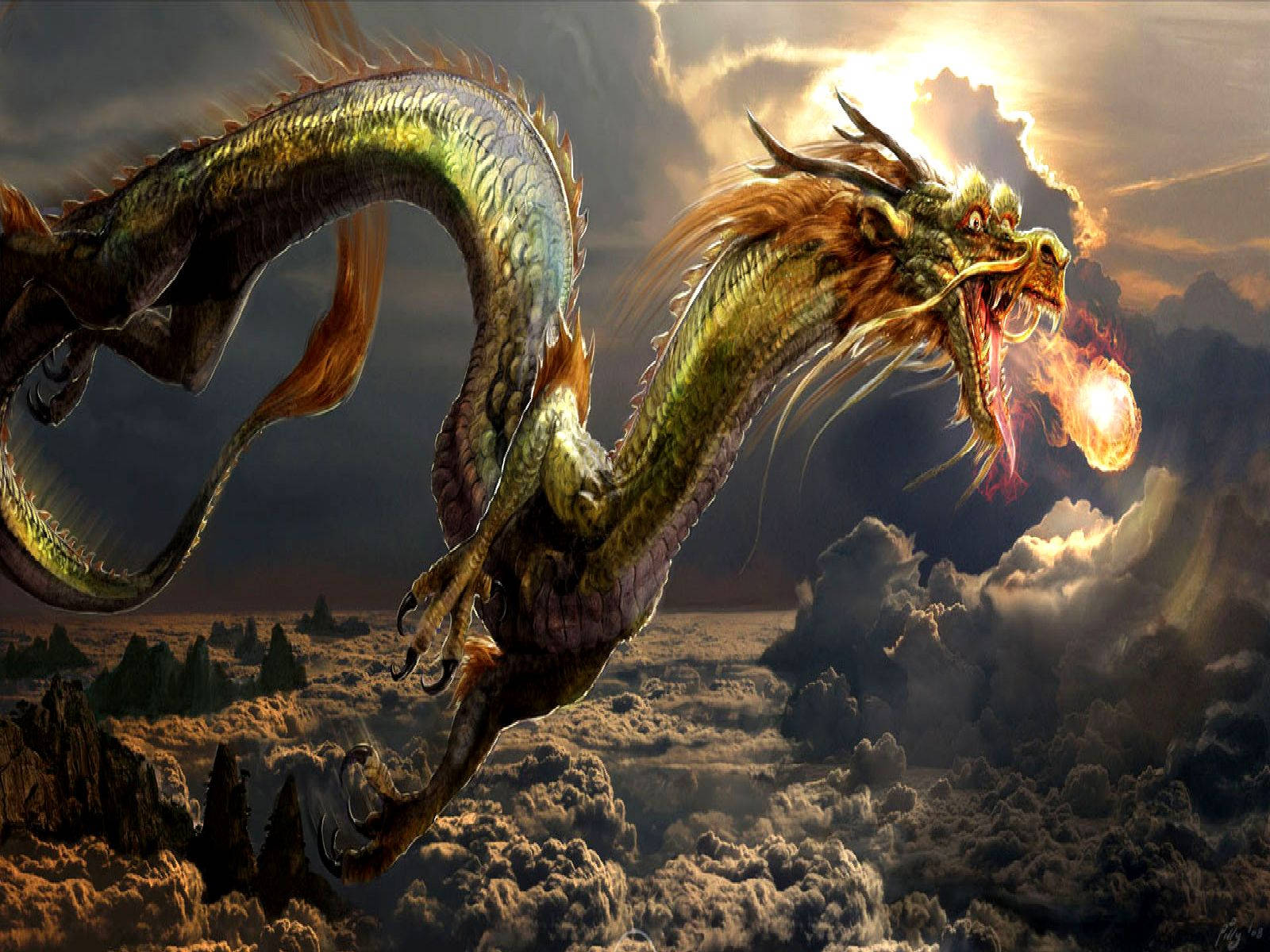 Japanese Dragon Pc Breathing Fire