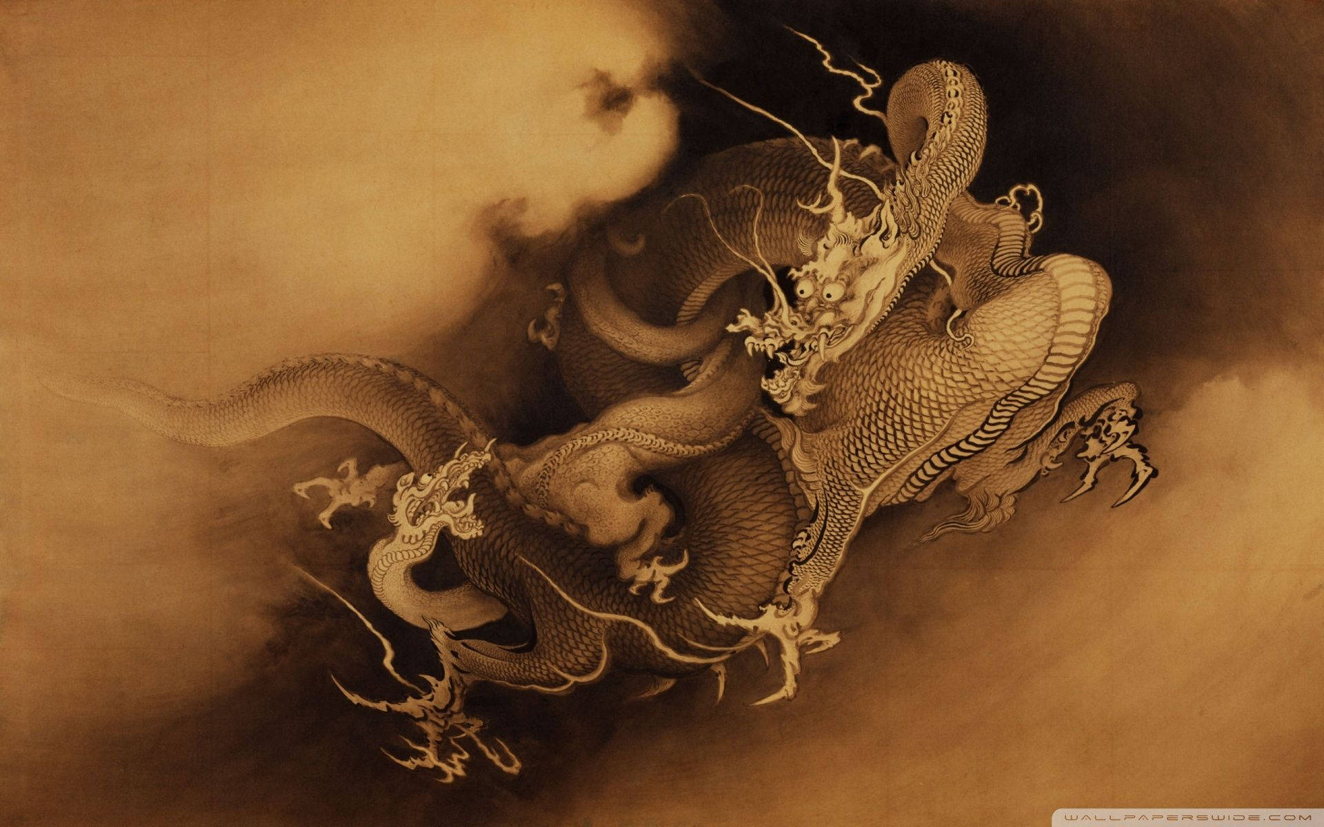 Japanese Dragon Pc Dark Clouds Background