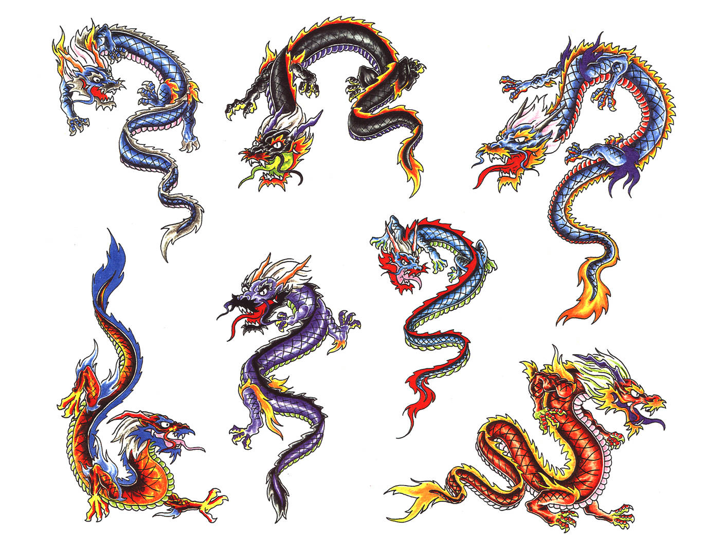 Japanese Dragon Tattoo Collage Background