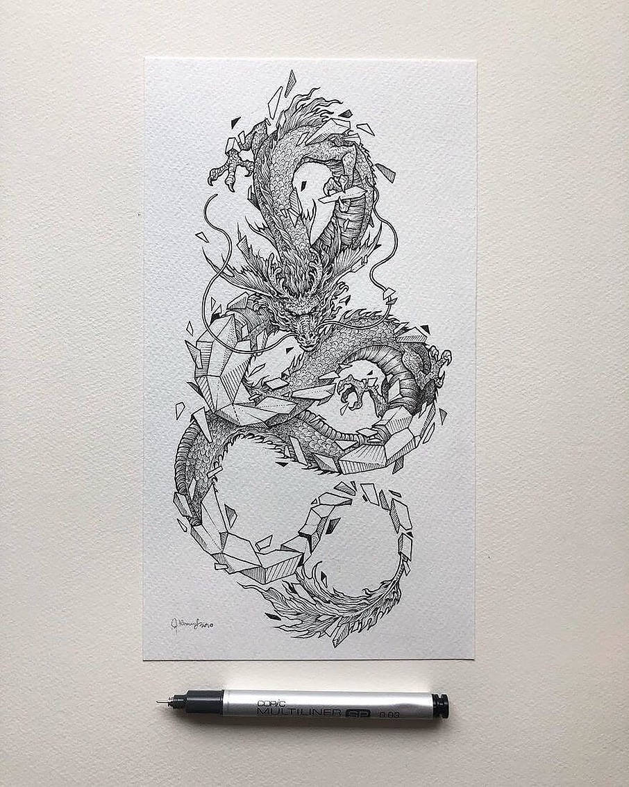Japanese Dragon Tattoo Drawing Background