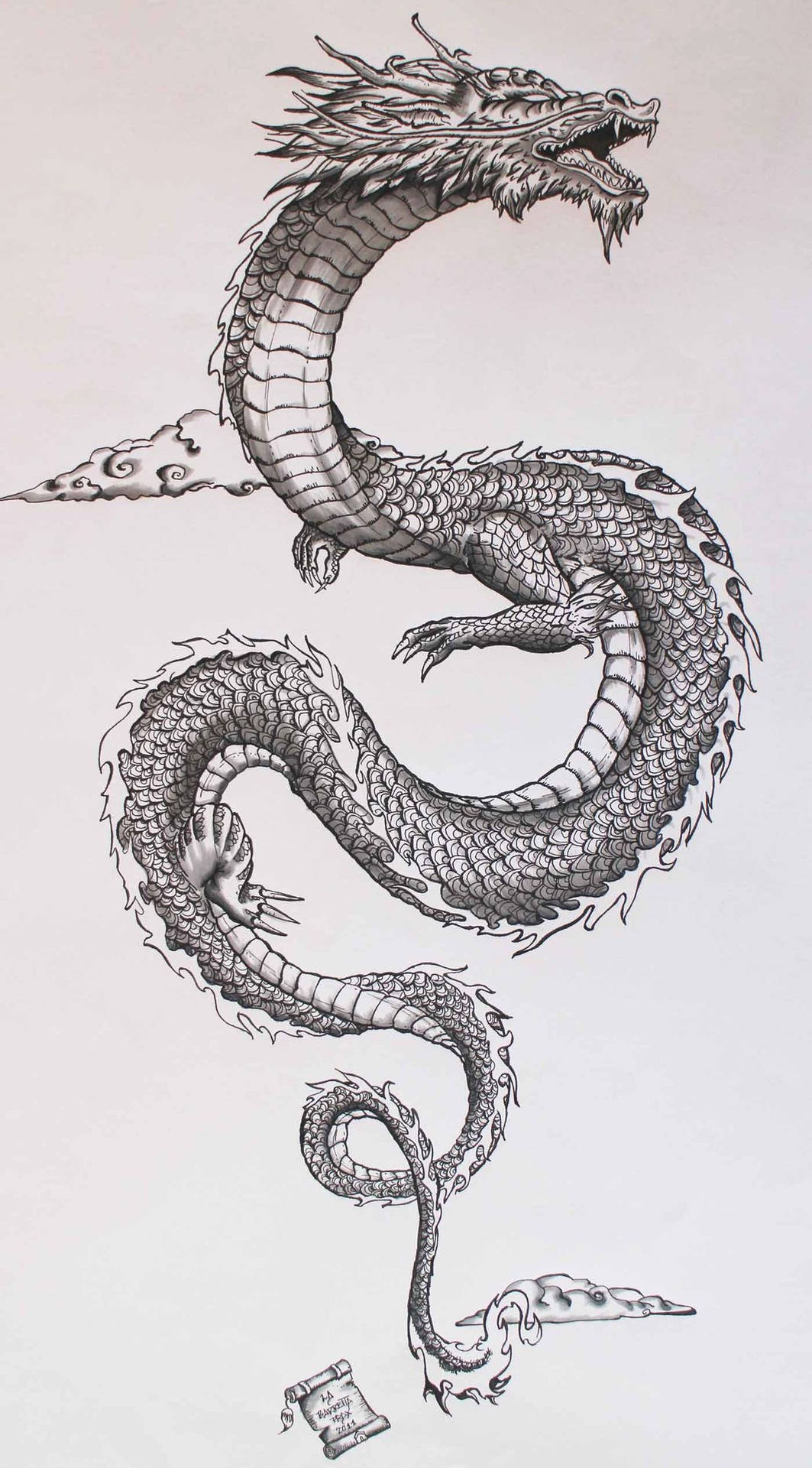 Japanese Dragon Tattoo Figure Background