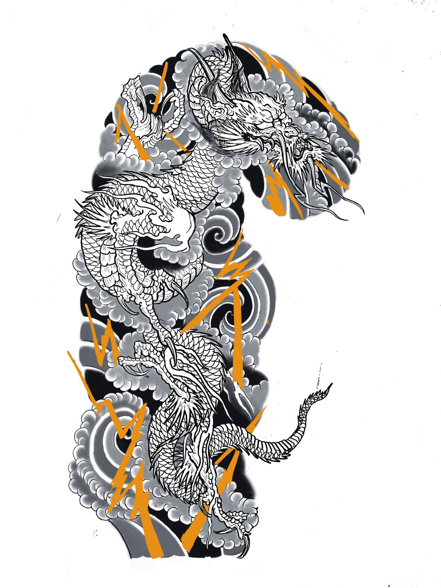 Japanese Dragon Tattoo Illustration Art Background