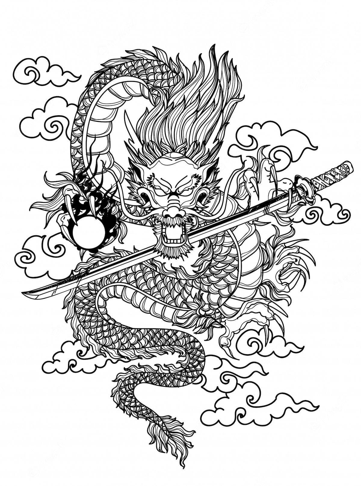 Japanese Dragon Tattoo Illustration