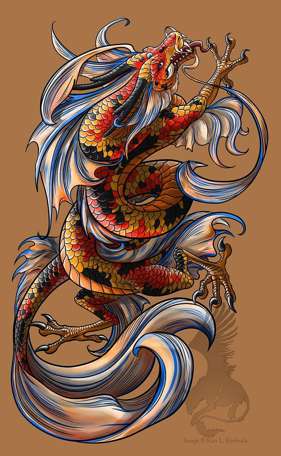Japanese Dragon Tattoo Koi Fish Art