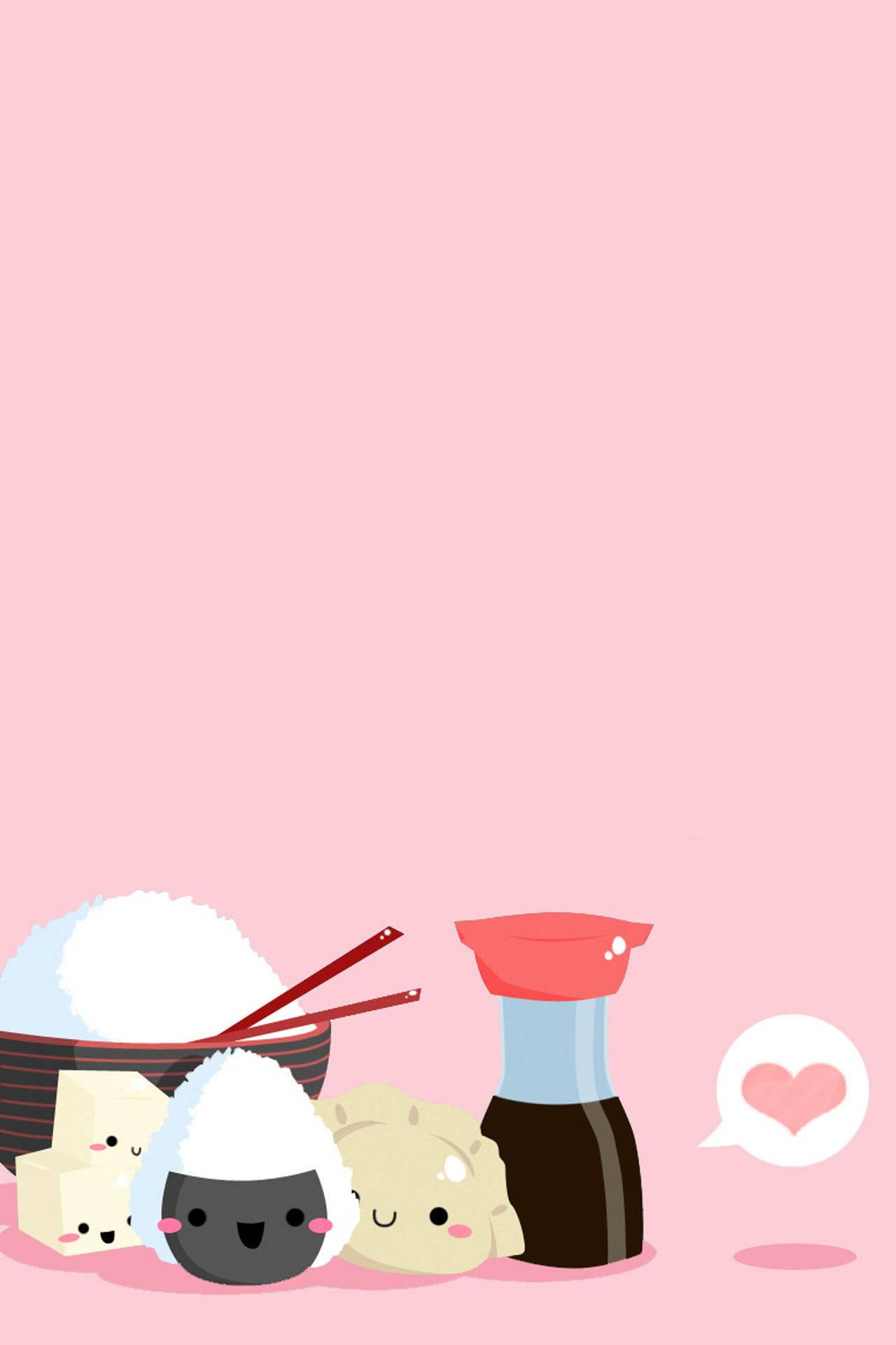 Japanese Food Cartoon On Kawaii Ipad Background