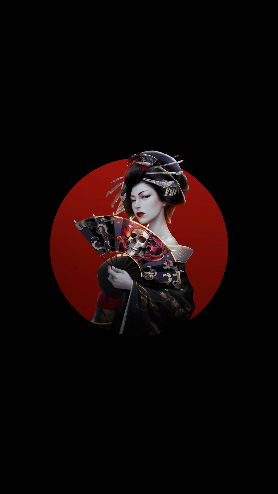 Japanese Geisha In A Serene Amoled Setting