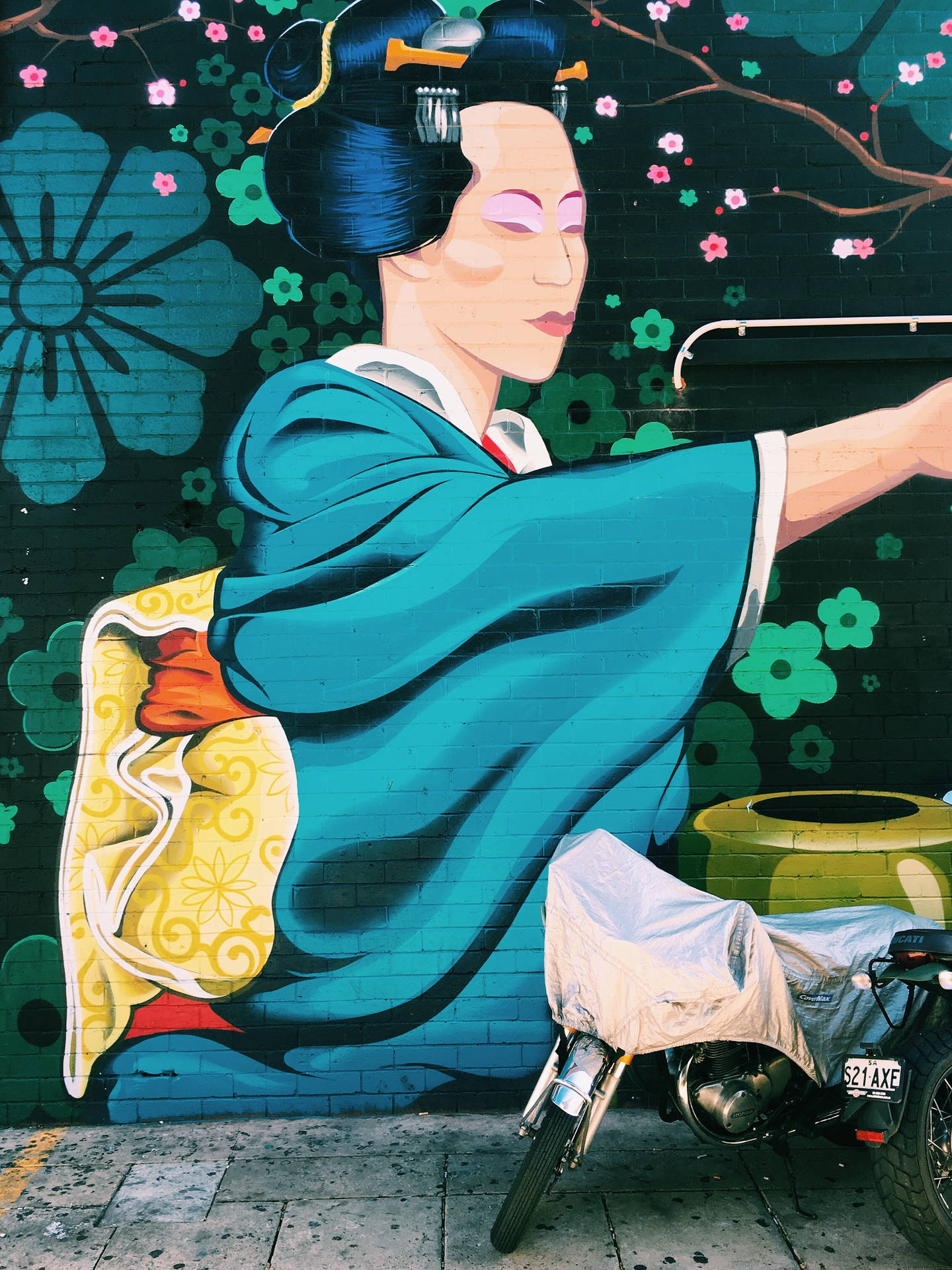 Japanese Geisha Street Art Background