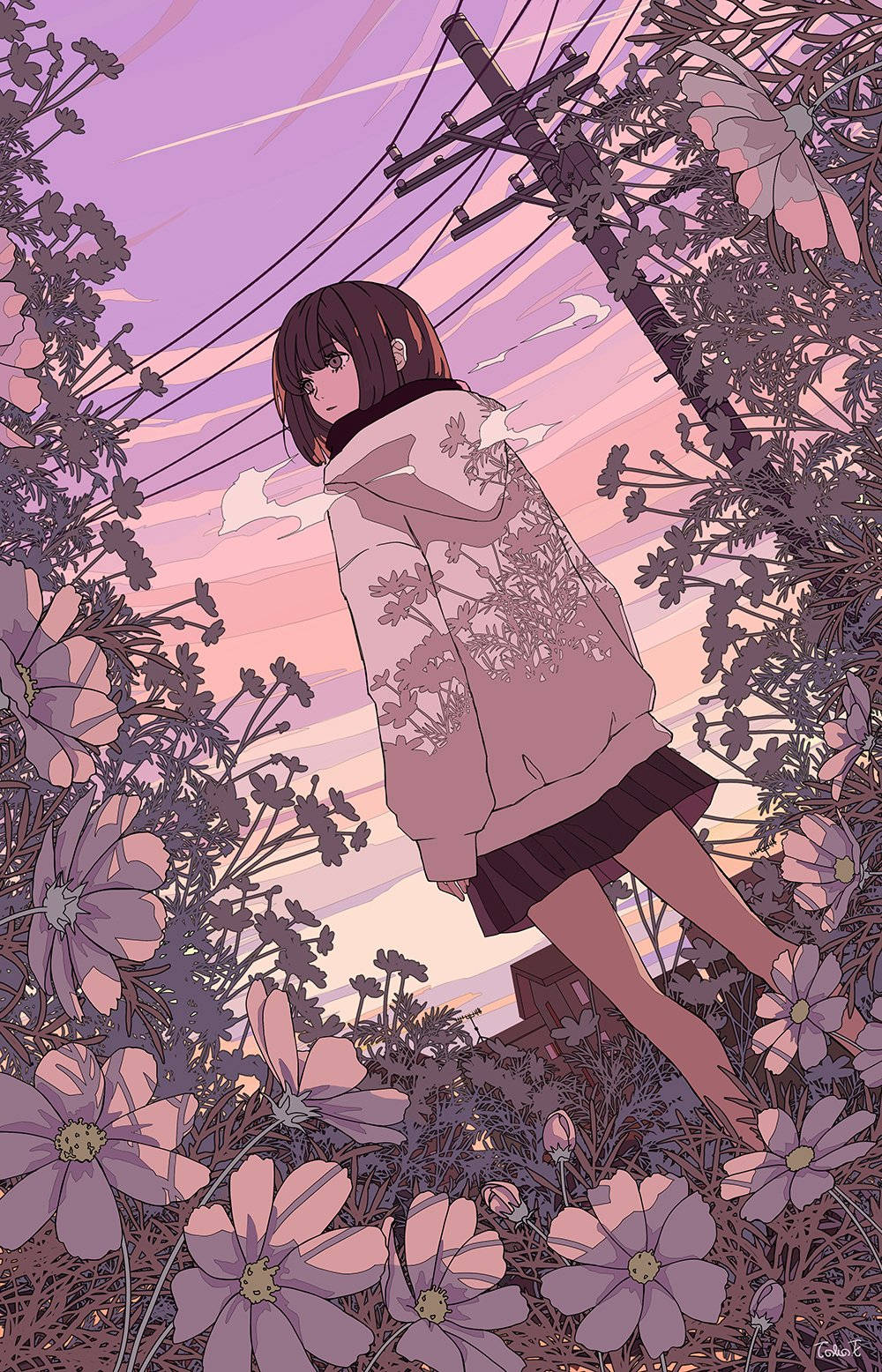 Japanese Girl Digital Art Background
