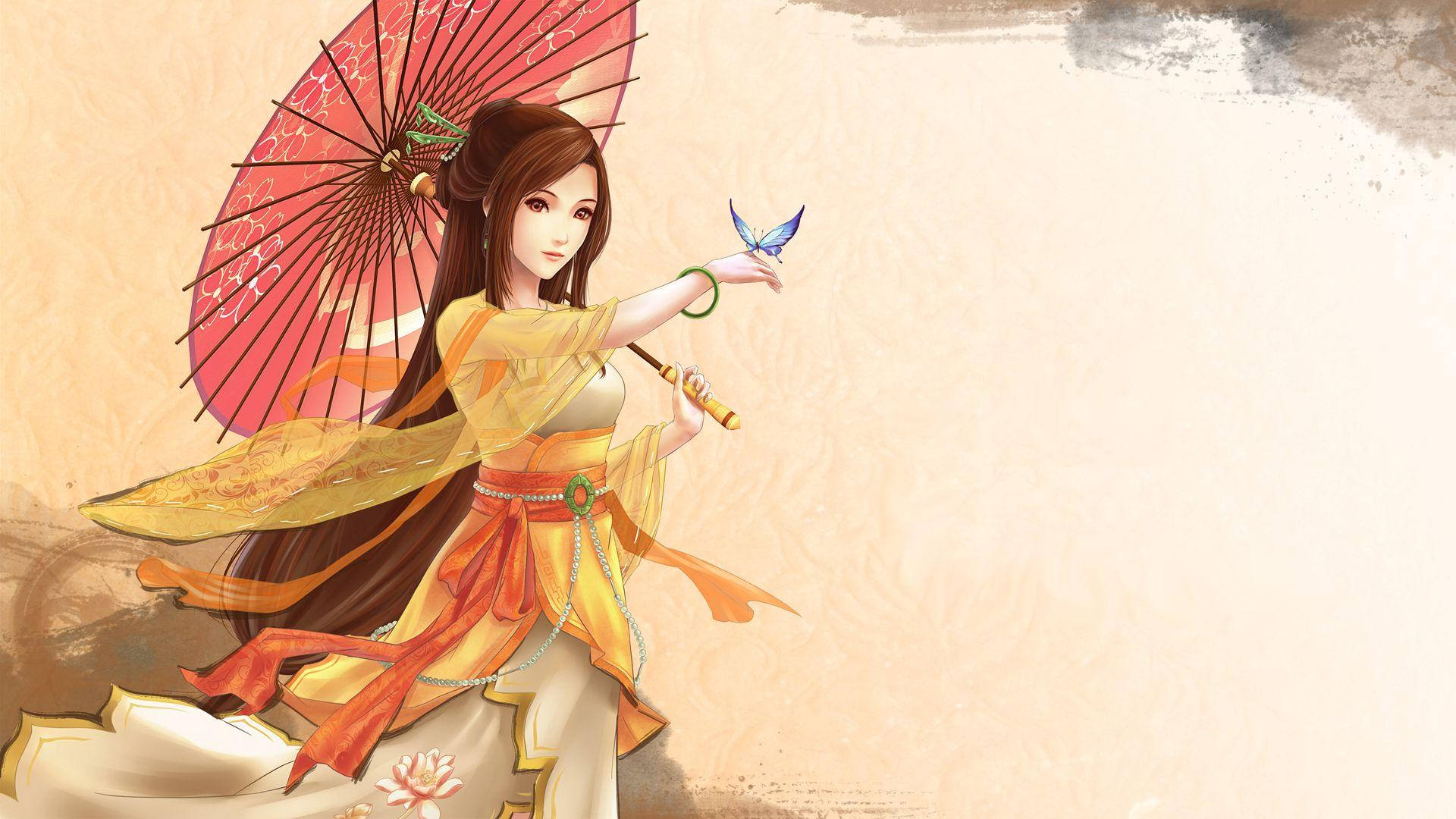 Japanese Girl Drawing Background