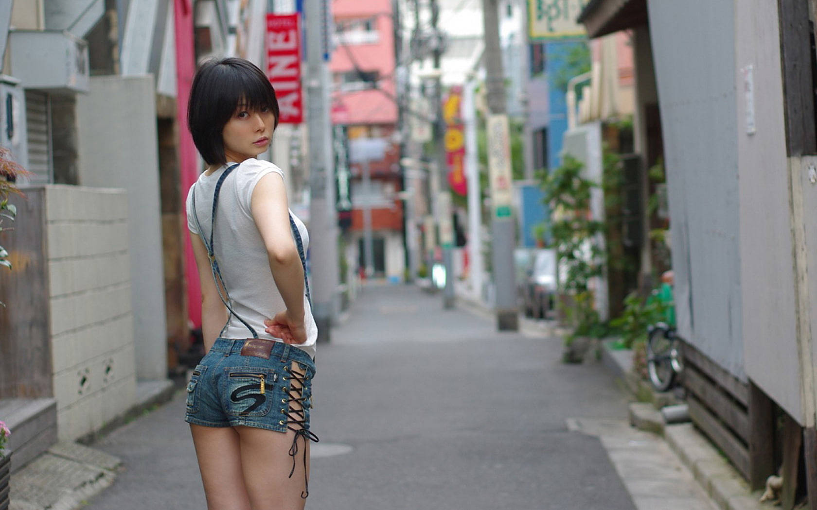 Japanese Girl On City Street