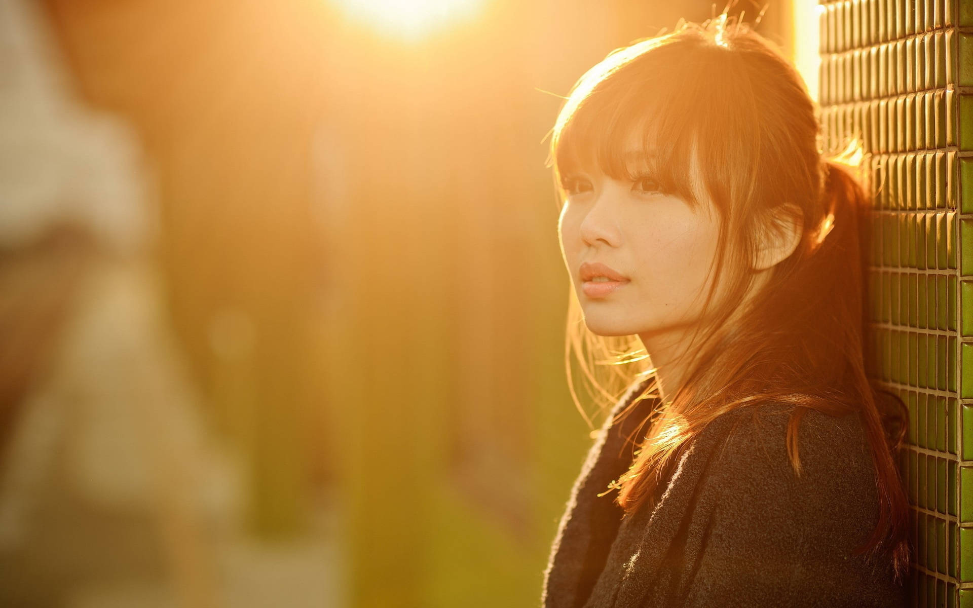 Japanese Girl Sunset Background