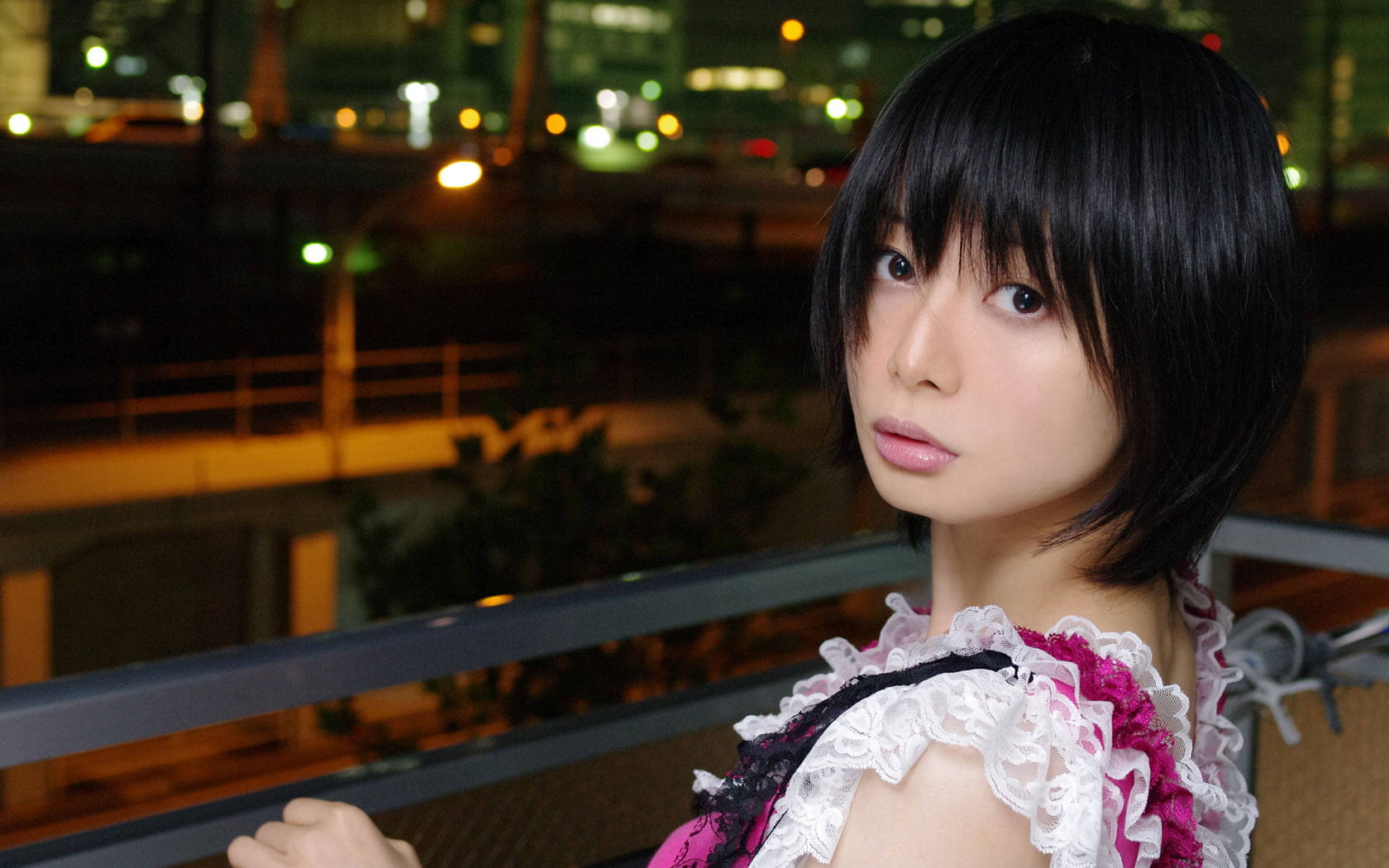 Japanese Girl Wearing Lace Top Background