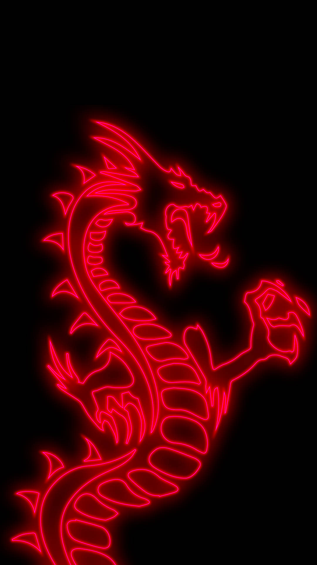 Japanese Glowing Red Dragon Background