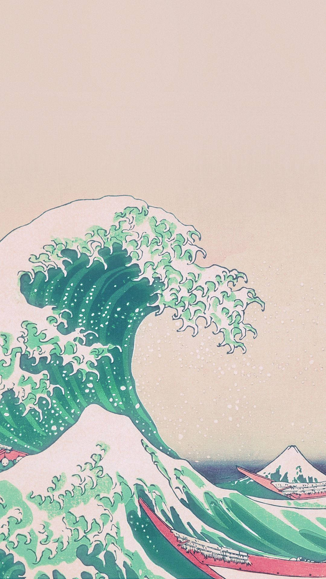 Japanese Great Wave Pastel Background
