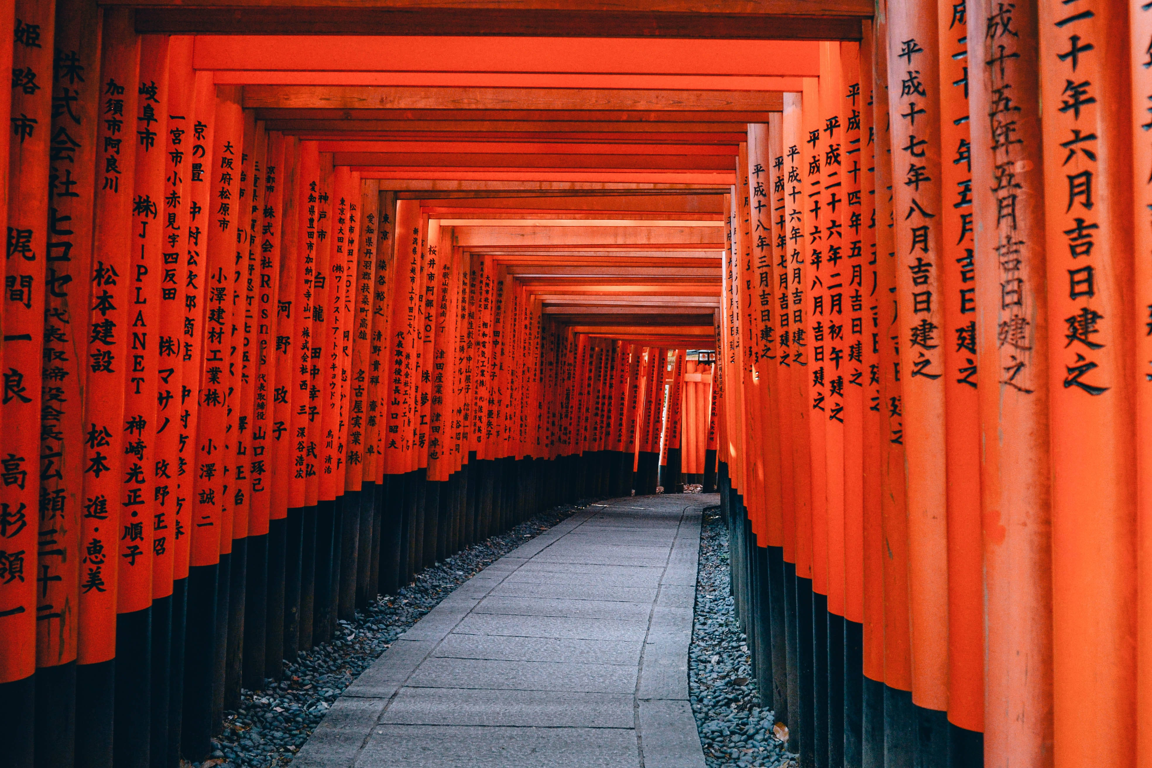 Japanese Hd Famous Tourist Spot Senbon Torii Background