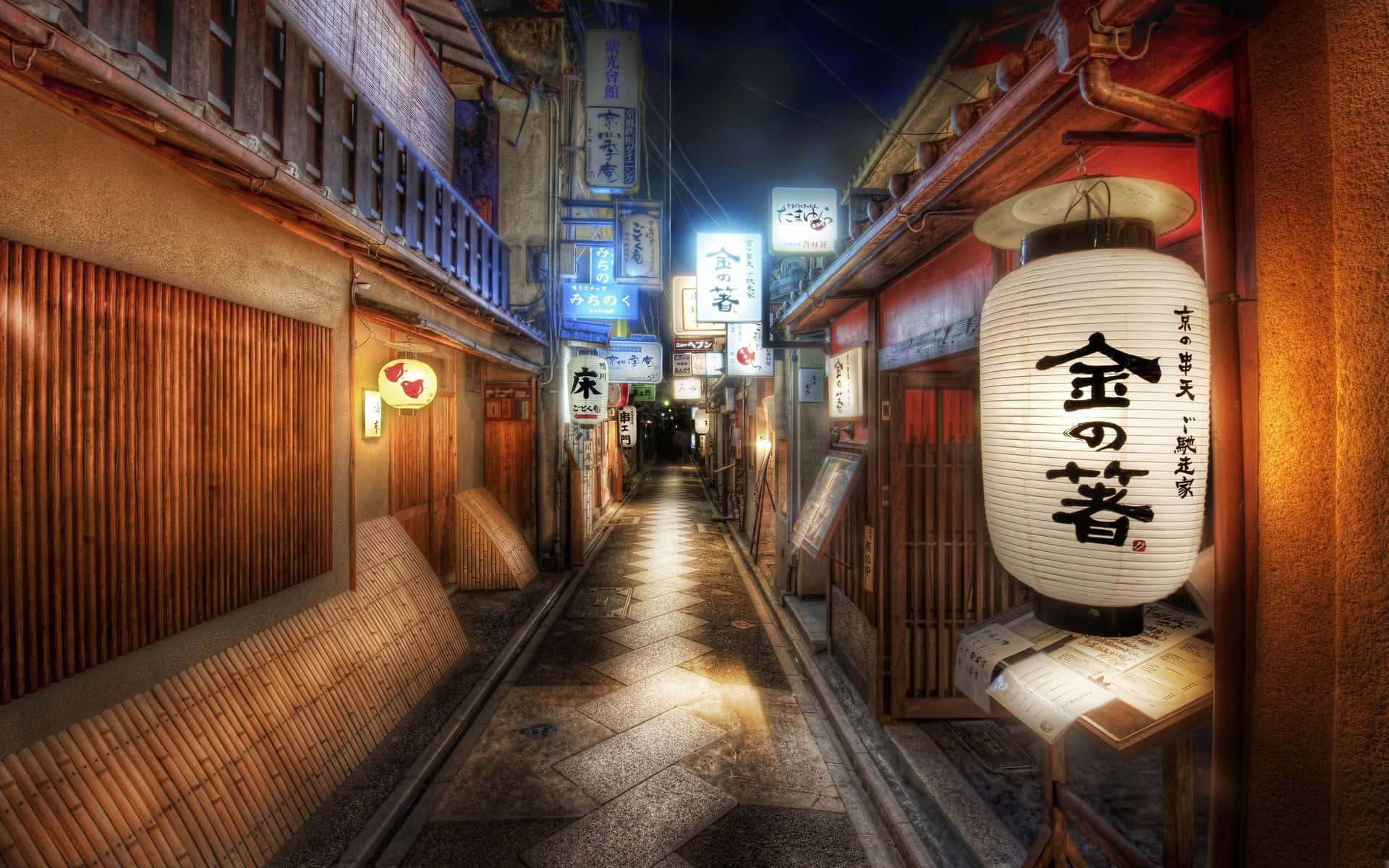 Japanese Lantern In Corridor For Desktop Background