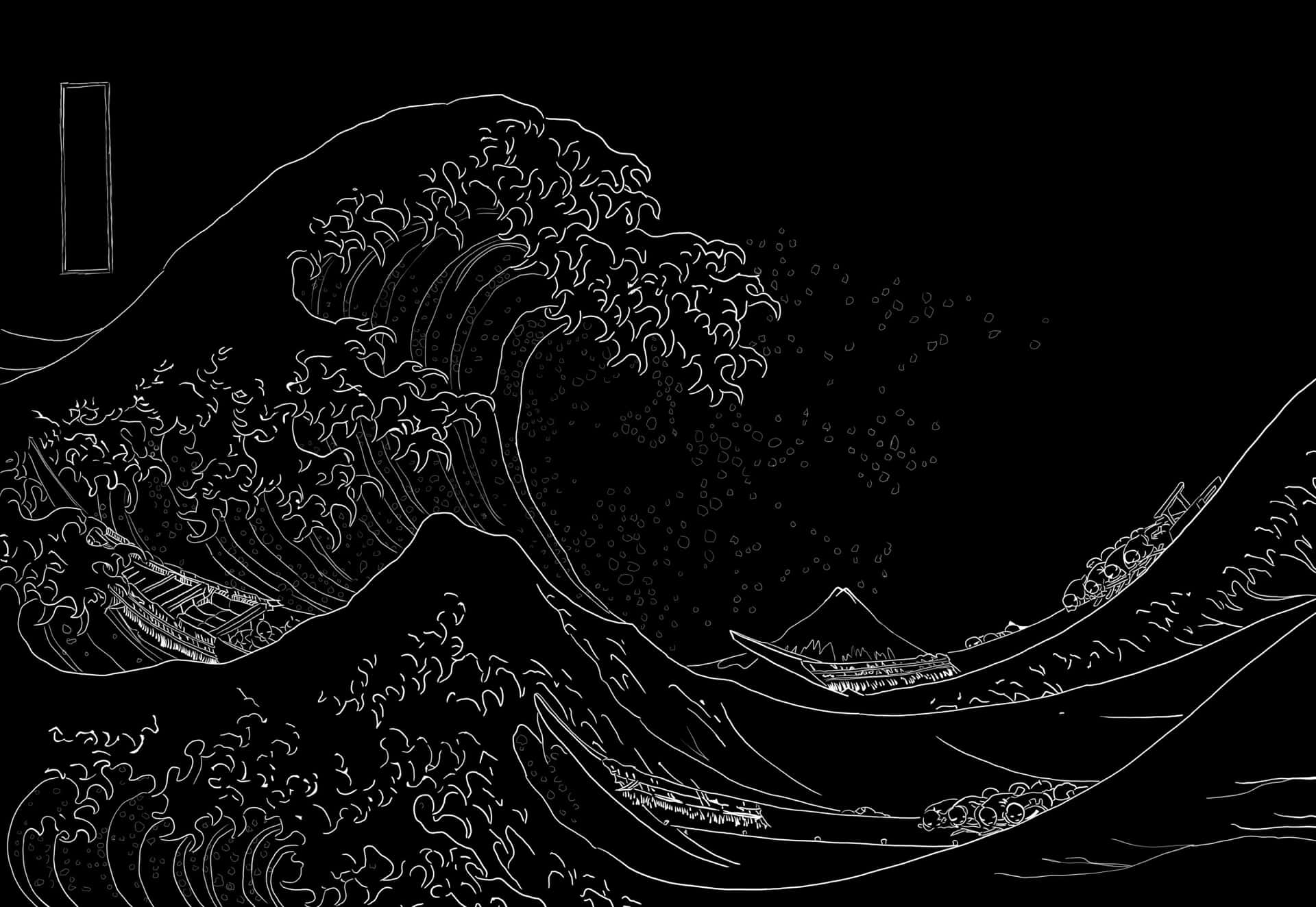 Japanese Minimalist Black White Wave