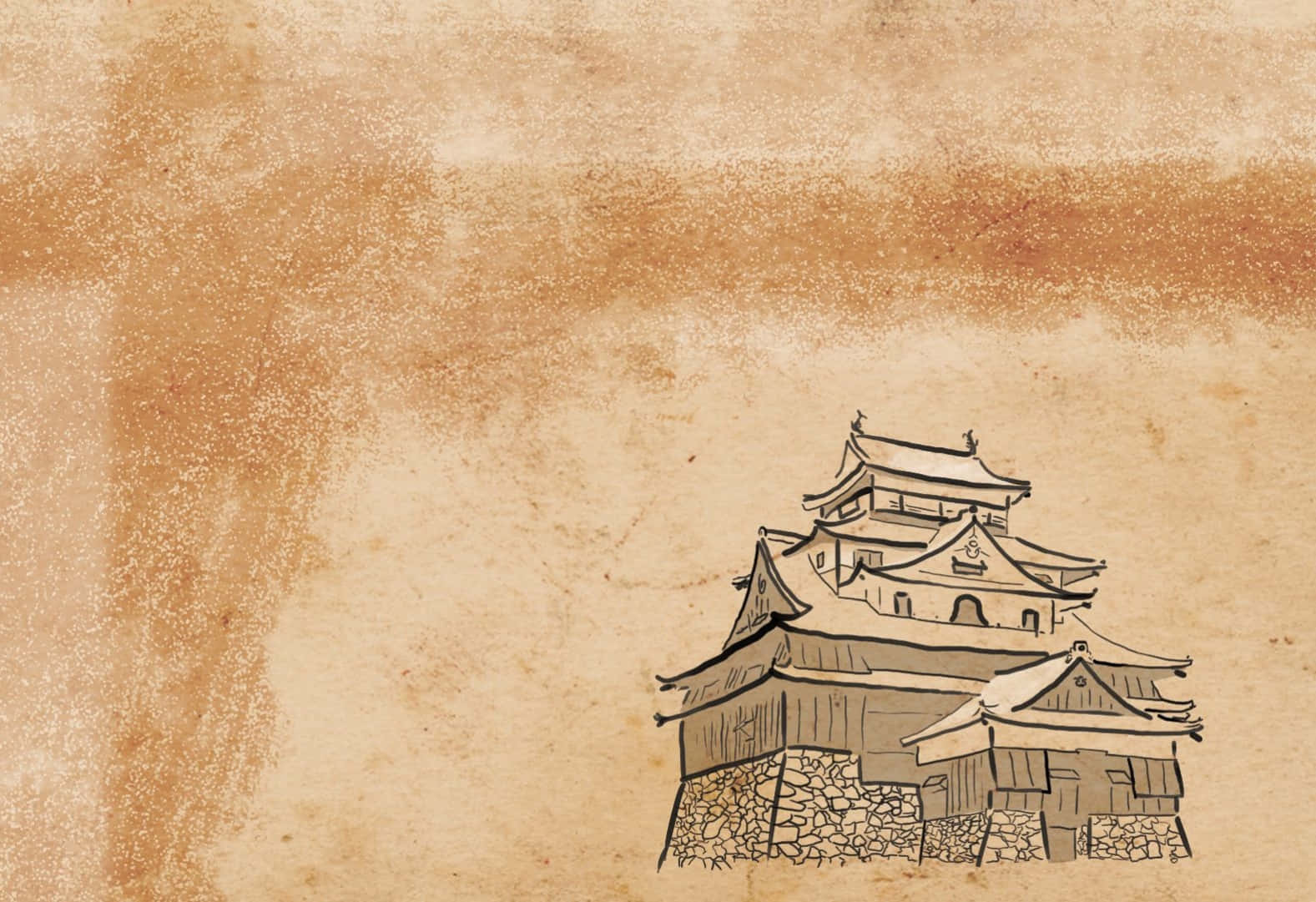 Japanese Minimalist Digital Drawing House Background