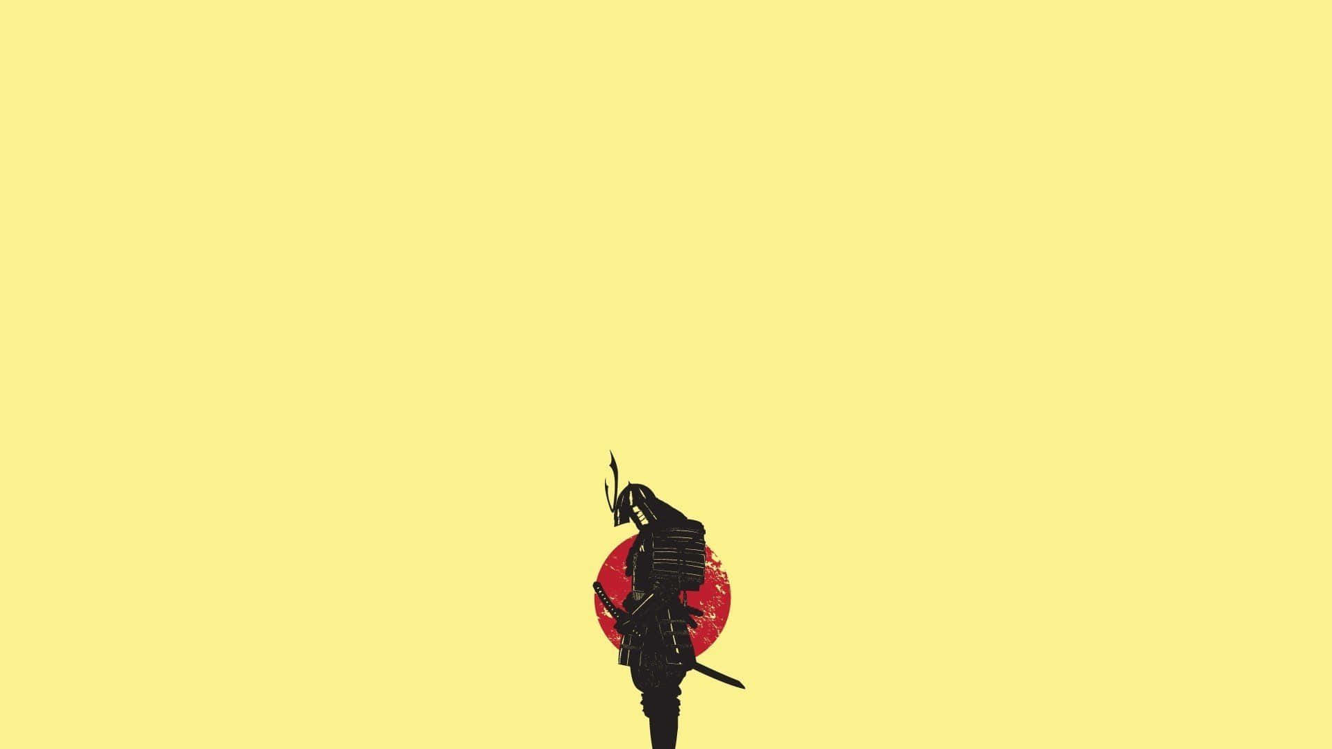 Japanese Minimalist Flag Samurai Art Background