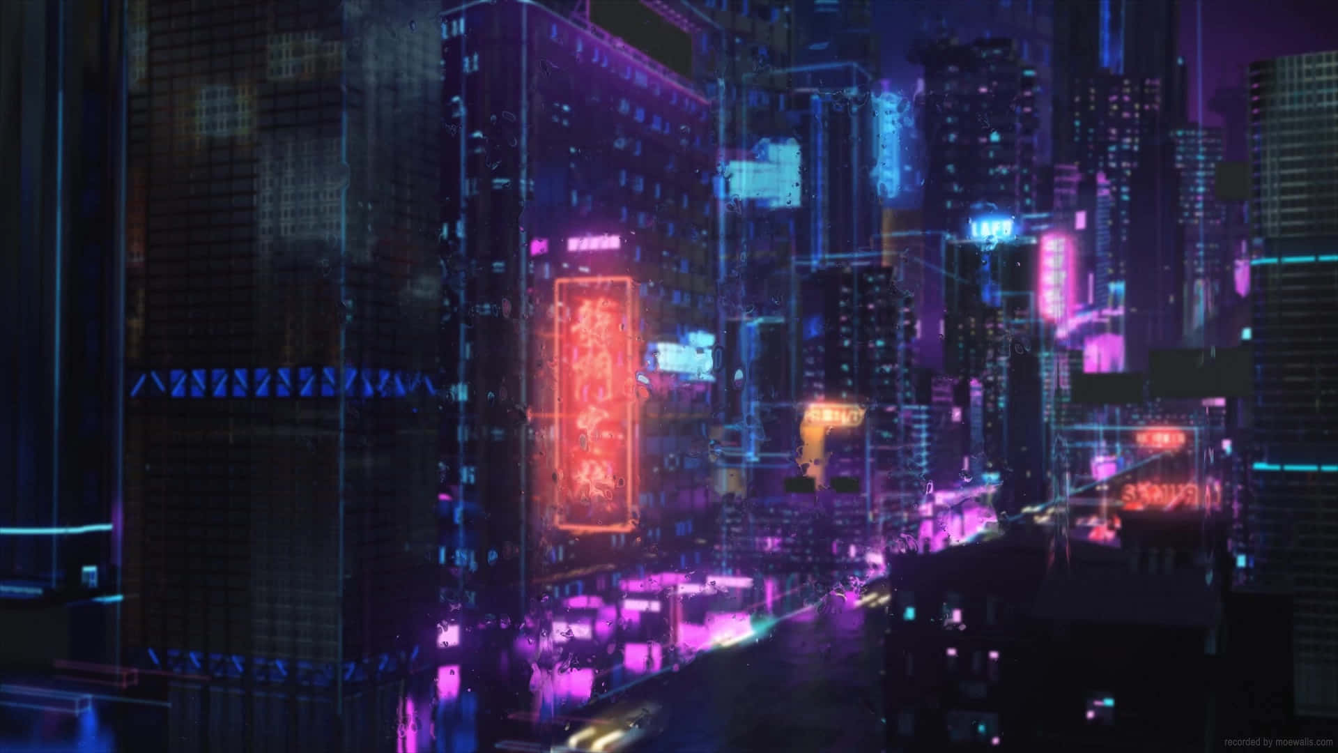Japanese Neon Lights In The City At Night. Background
