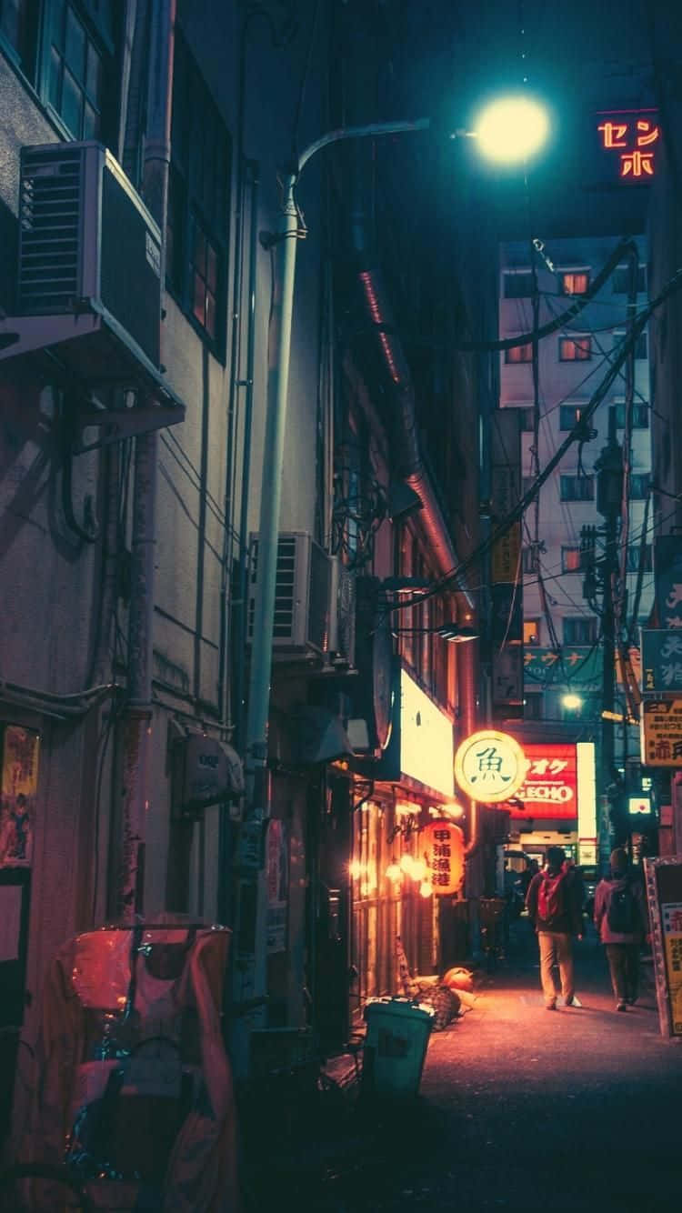 Japanese Phone Dark Street Background