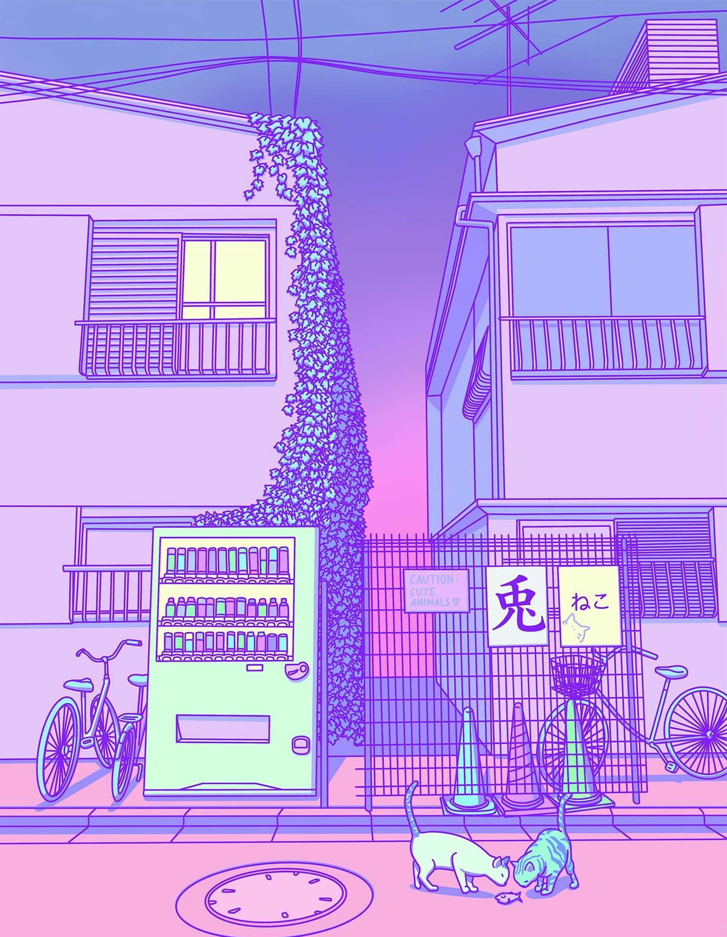 Japanese Purple Aesthetic Art Desktop Background