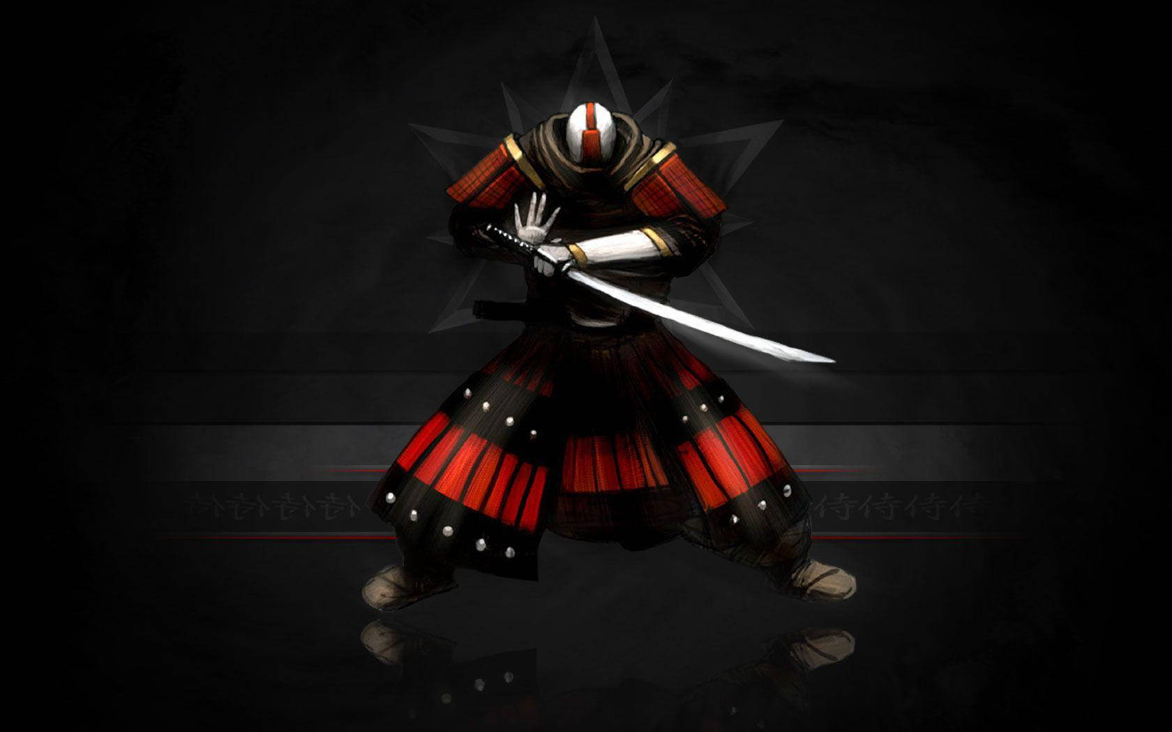 Japanese Samurai Dark Background Background