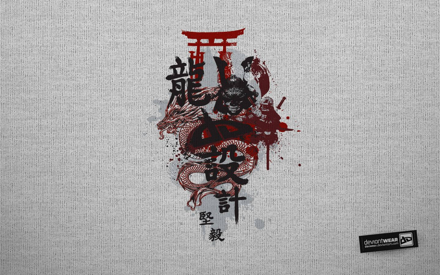 Japanese Samurai Dragon And Torii Background