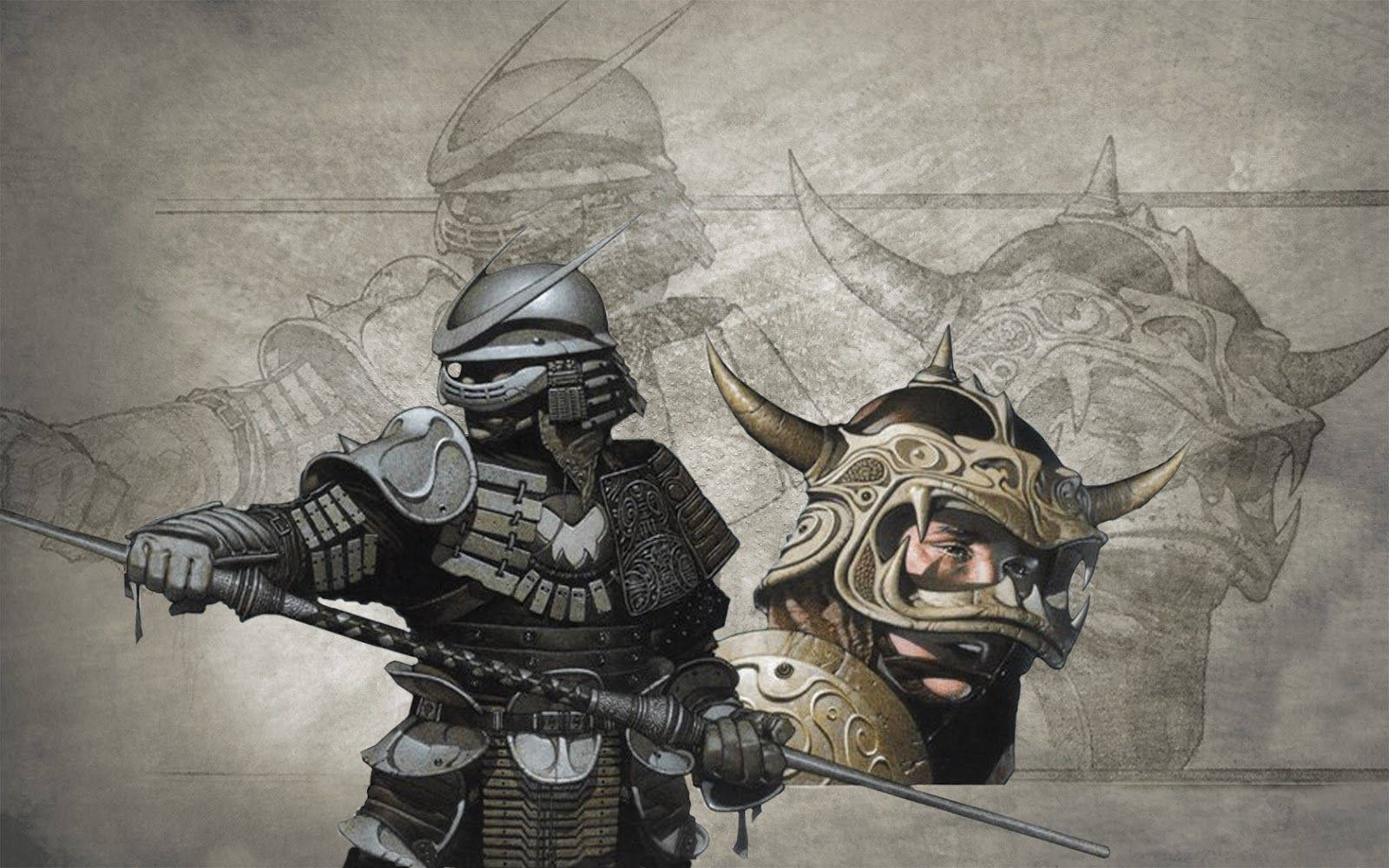 Japanese Samurai In Armor Background