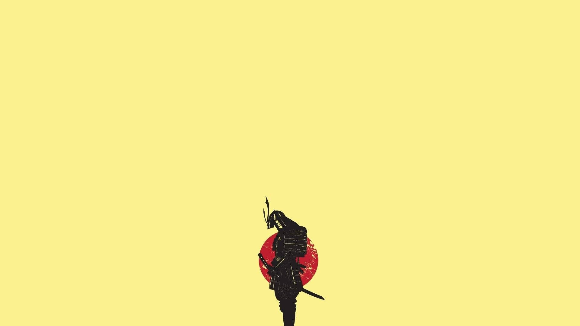 Japanese Samurai Pastel Yellow Background
