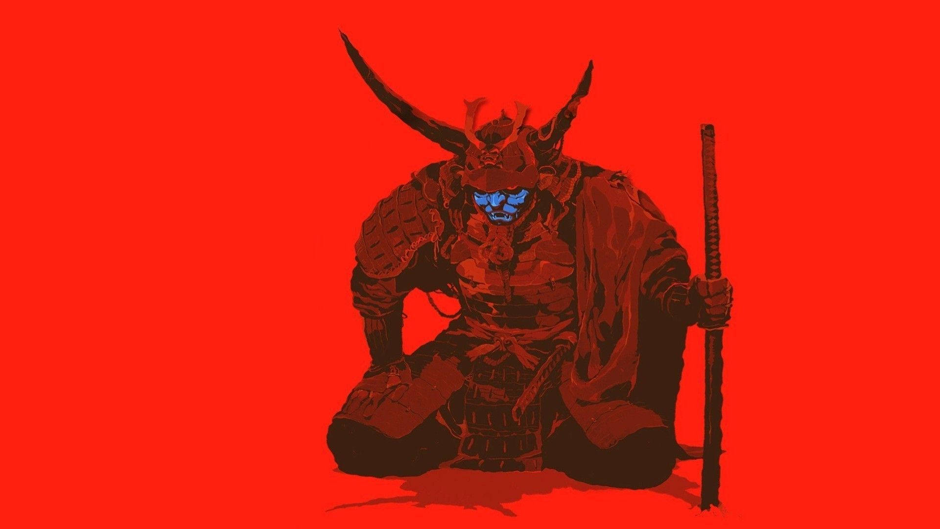 Japanese Samurai Red Theme Background