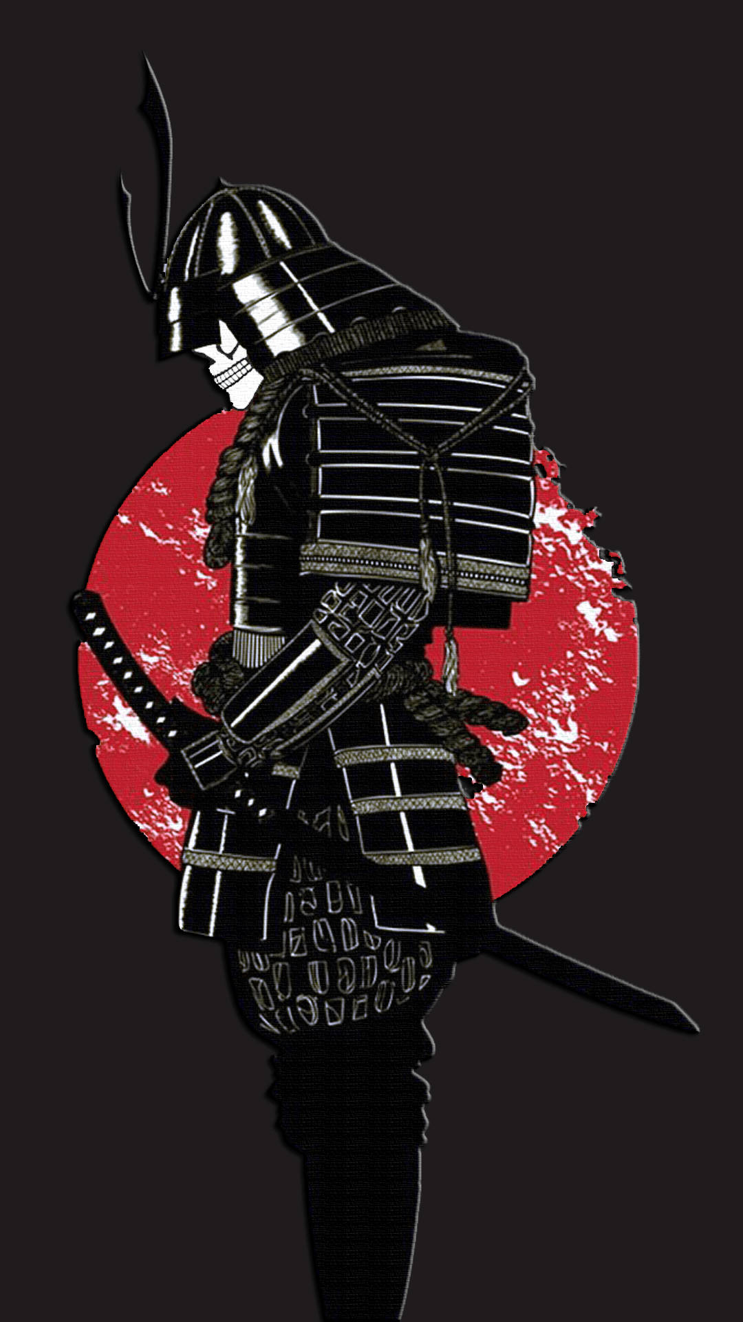Japanese Samurai Skull Face Background